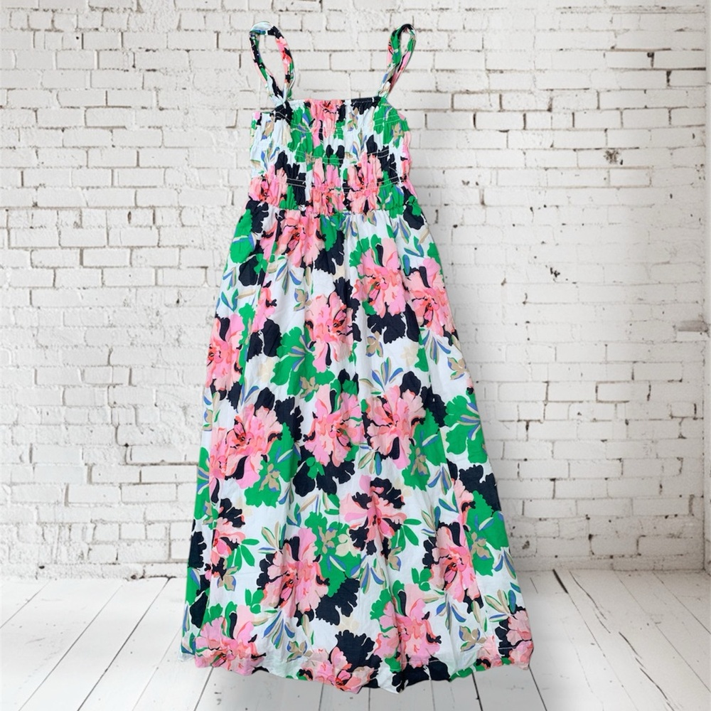 Tommy Hilfiger Floral Maxi Dress with Pink and Green Accents Size 2